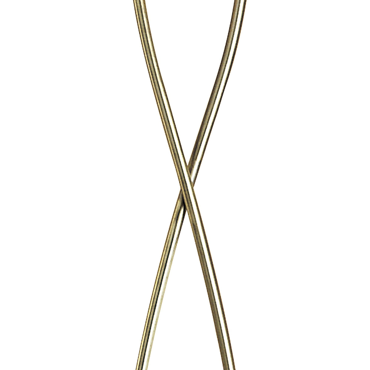 The Rosa Del Desierto 2 Light Floor Lamp in Antique Brass features two slim metallic rods crossed in an “X” shape, creating a minimalist yet striking statement piece ideal for elegant interiors.