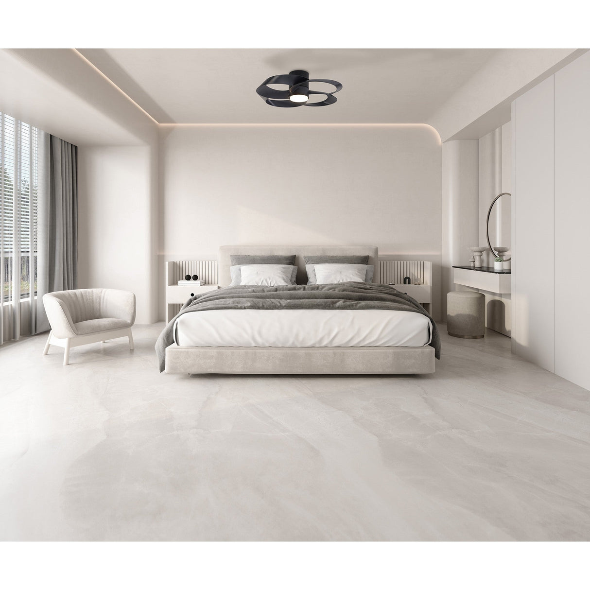 Rose CCT Dimmable LED Ceiling Retractable Fan Light With Remote Control - Black