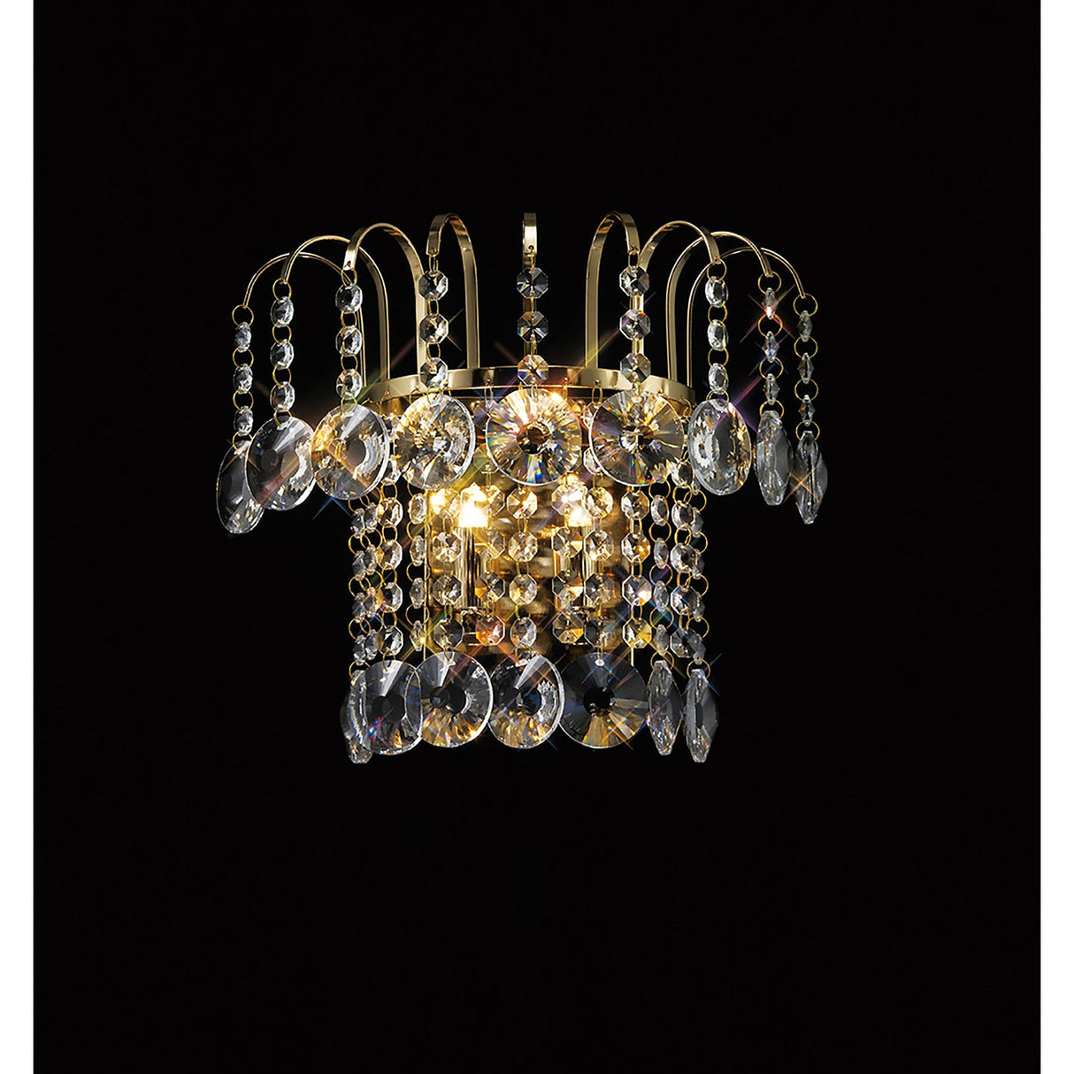 Rosina 2 Light Crystal Wall Light - Gold