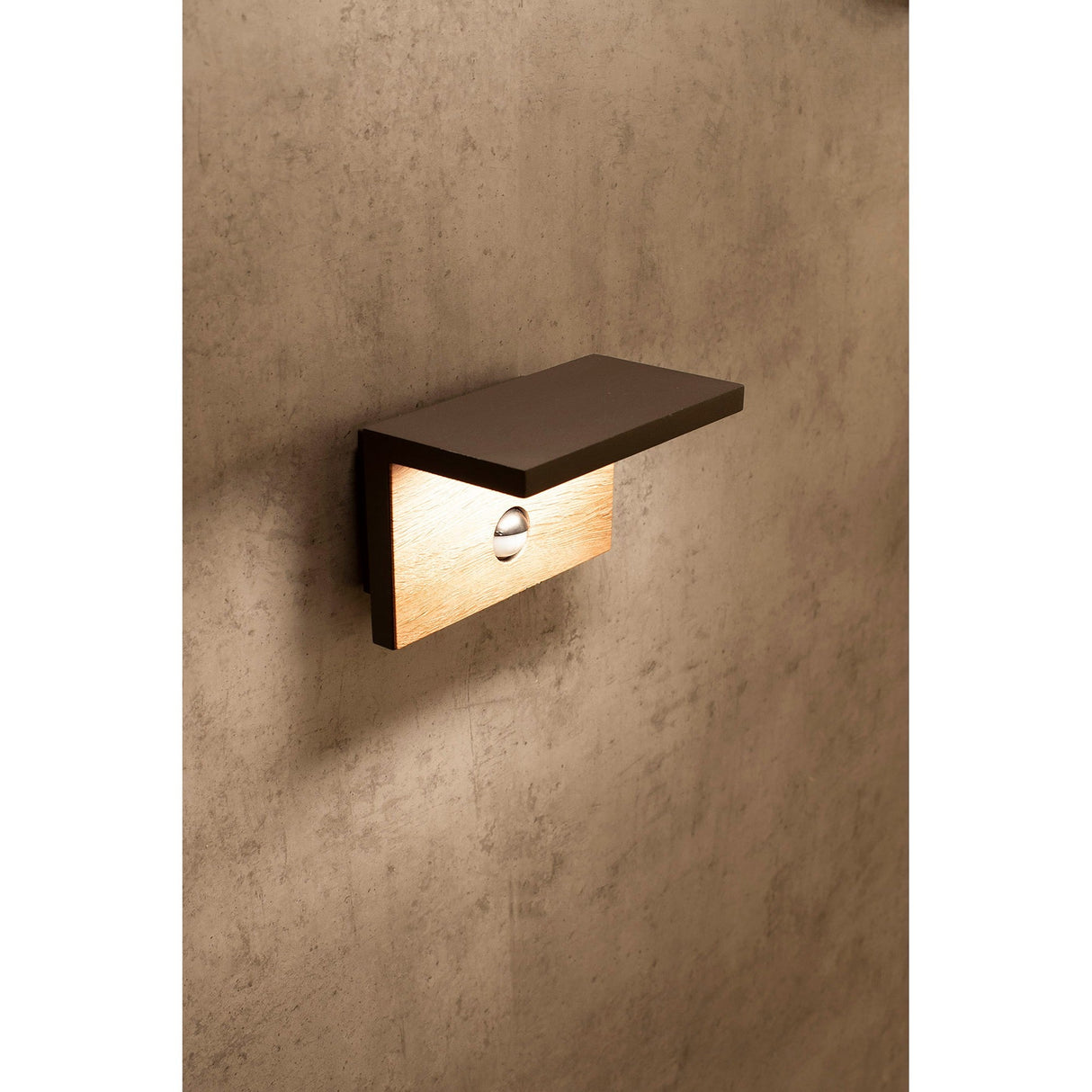 Ruka PIR Sensor Outdoor LED Wall Light - Anthracite/Brown
