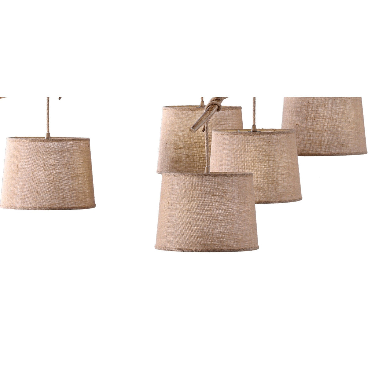 Sabina 5 Light Cluster Pendant Light - Light Brown With Linen Shade