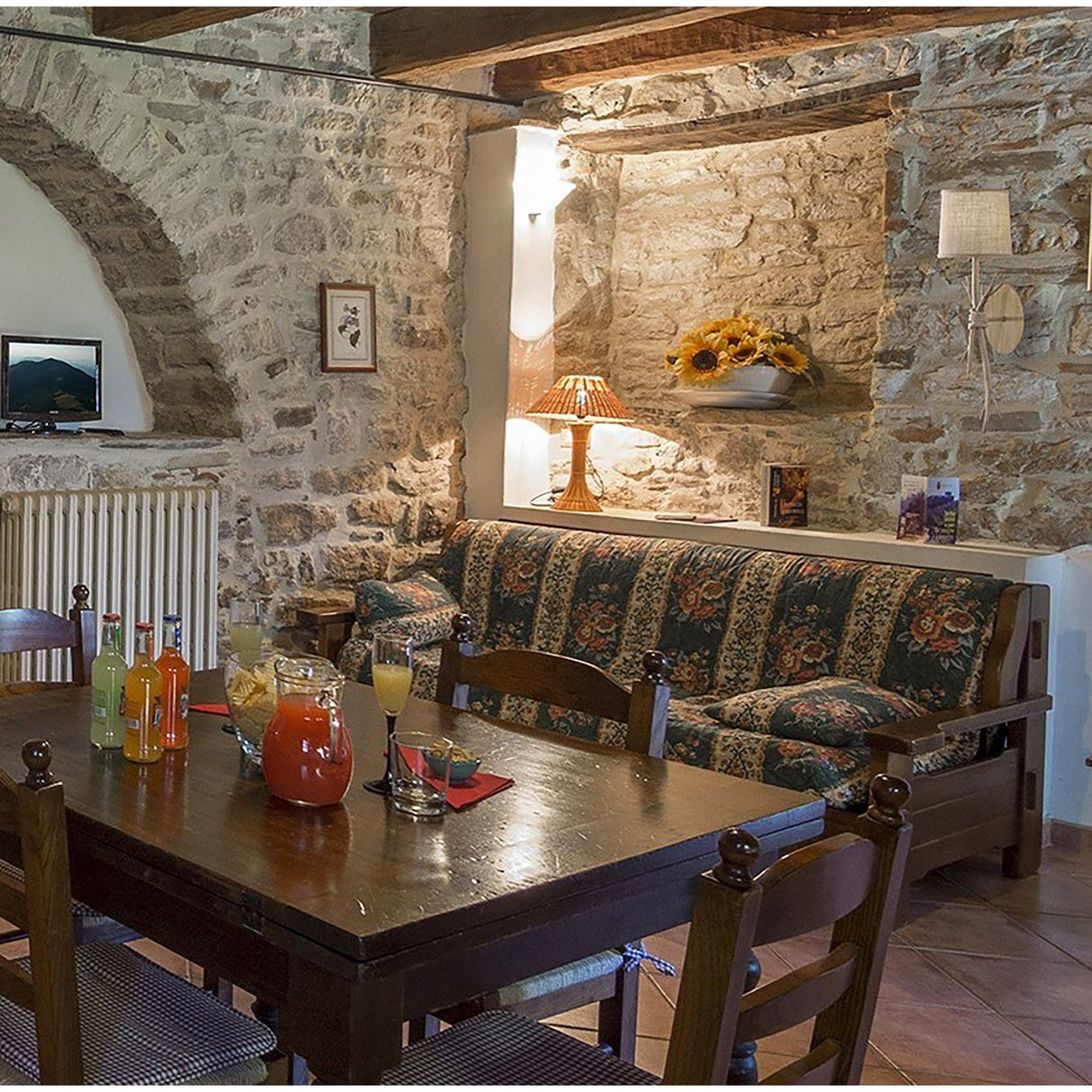 Sabina 1 Light Wall Light - Imitation Wood With Linen Shade