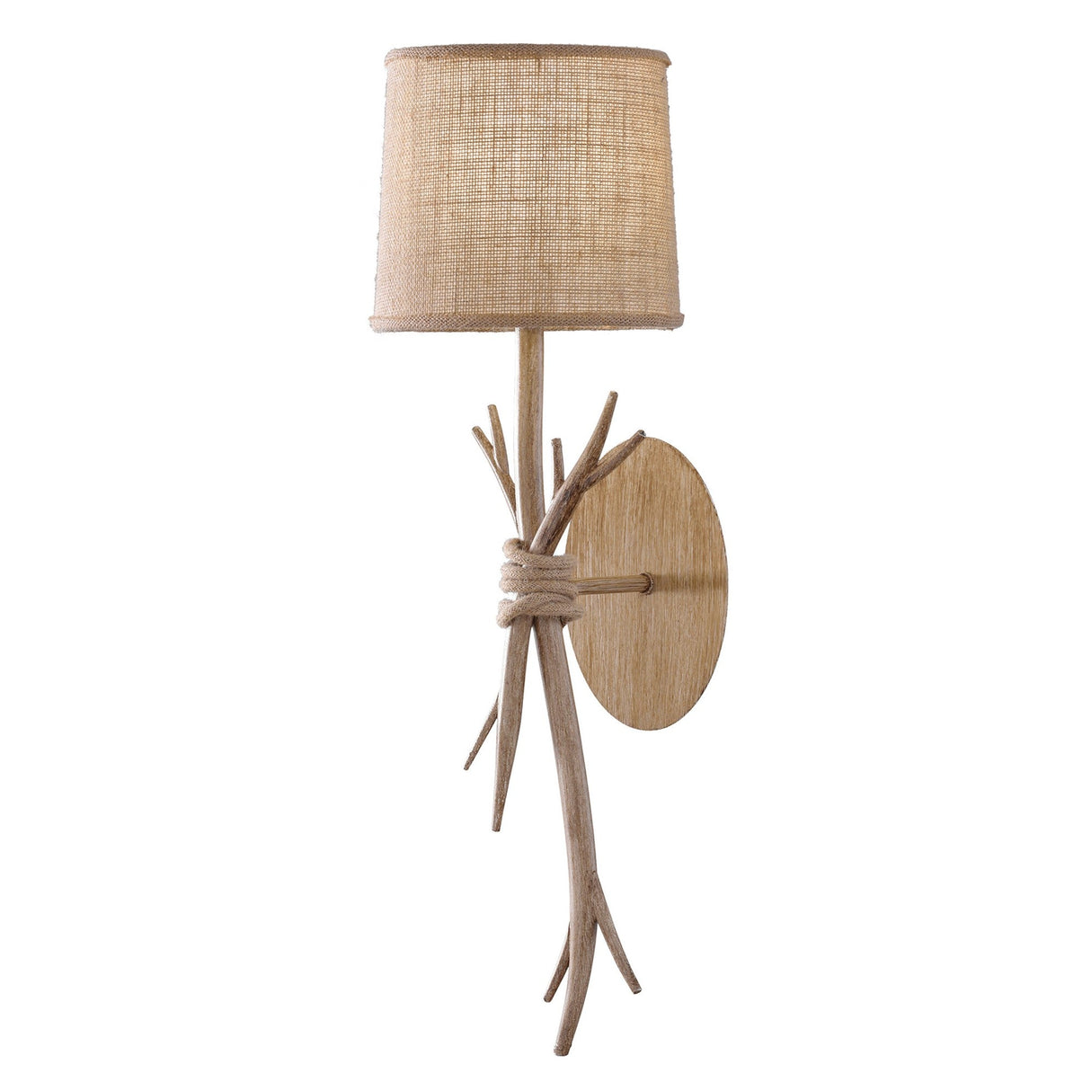 Sabina 1 Light Wall Light - Imitation Wood With Linen Shade