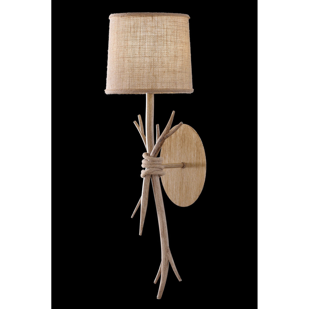 Sabina 1 Light Wall Light - Imitation Wood With Linen Shade