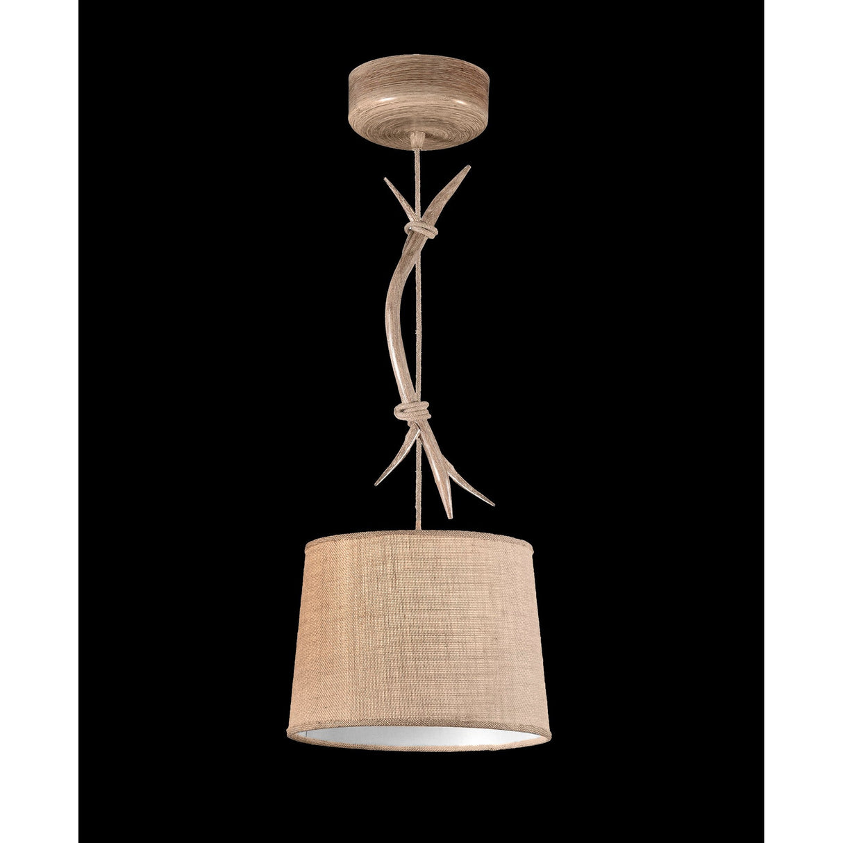 Sabina 30cm Round 1 Light Pendant Light - Brown With Linen Shade