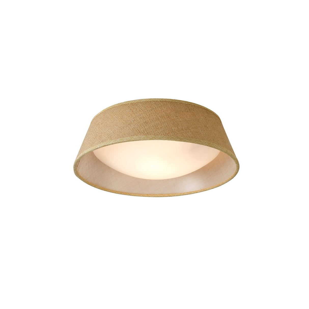 Sabina 2 Light Flush Ceiling Light - Brown With Linen Shade