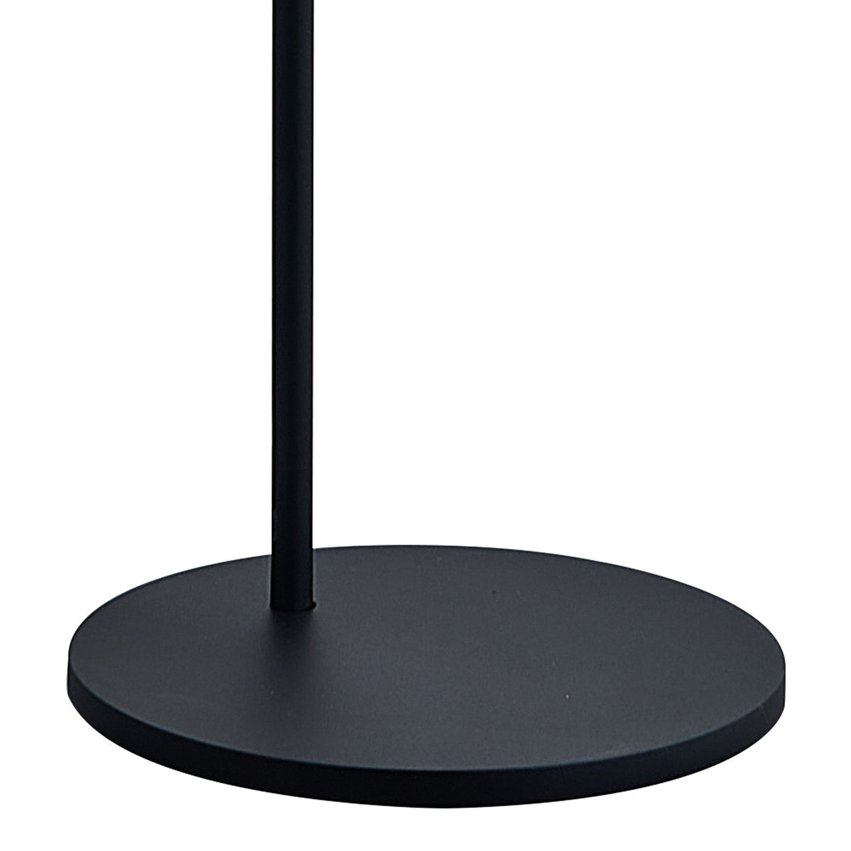 A close-up of the Sal 1 Light Floor Lamp in matt black features a modern base with a slim vertical pole, set against a plain white background.