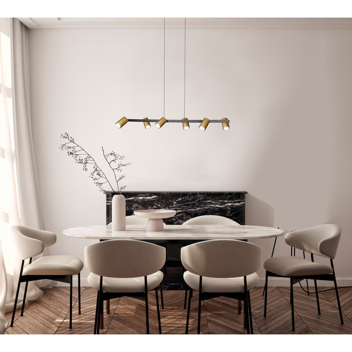 Sal 6 Light Spotlight Linear Suspension Light - Gold & Black