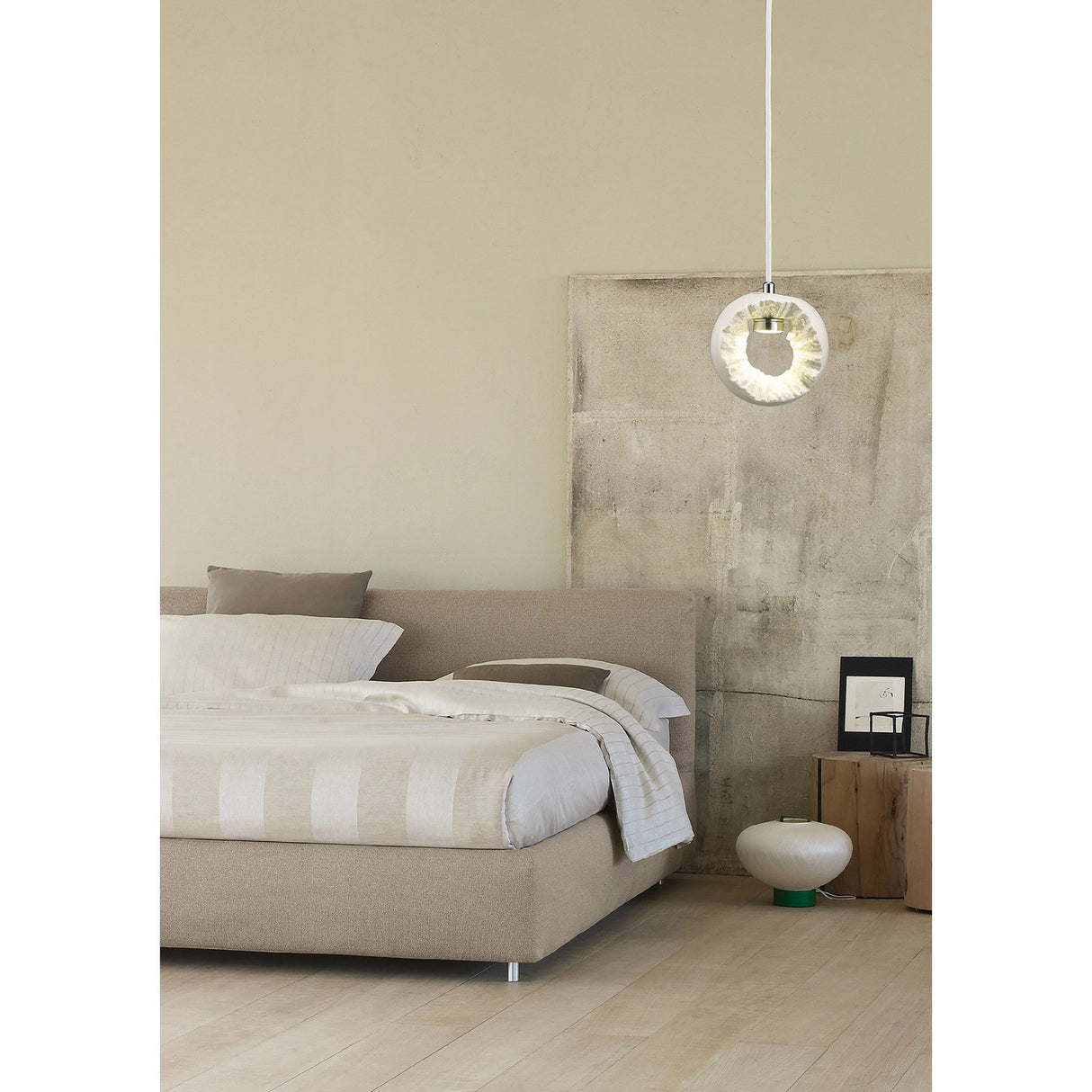 Salvio 15cm Ceramic LED Pendant Light 3W 4200K - Chrome & White