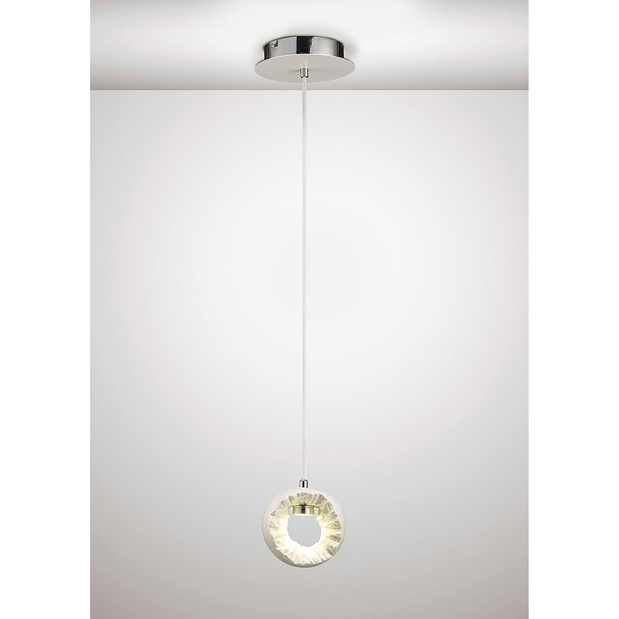 Salvio 15cm Ceramic LED Pendant Light 3W 4200K - Chrome & White