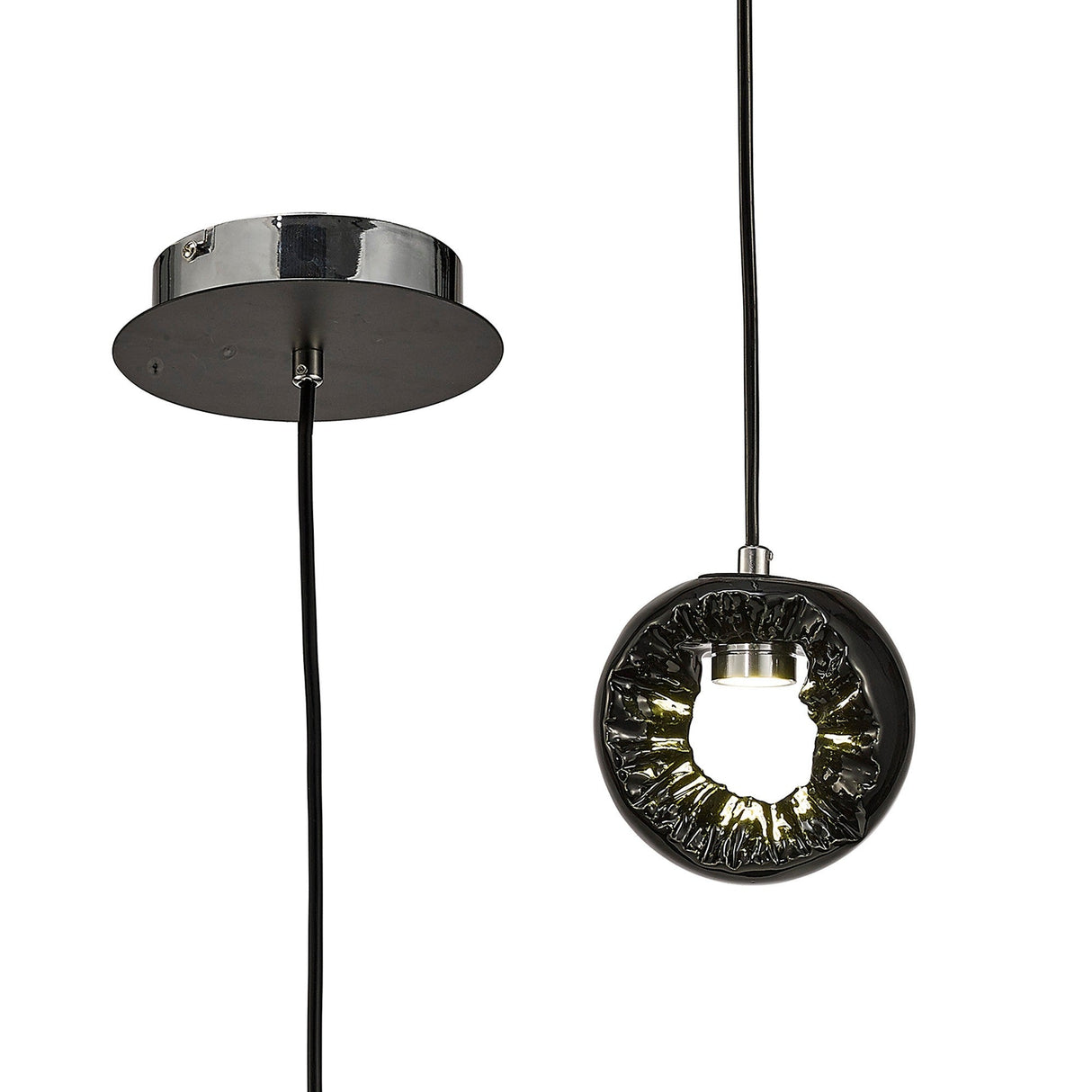 Salvio 15cm Ceramic LED Pendant Light 3W 4200K - Chrome & Black