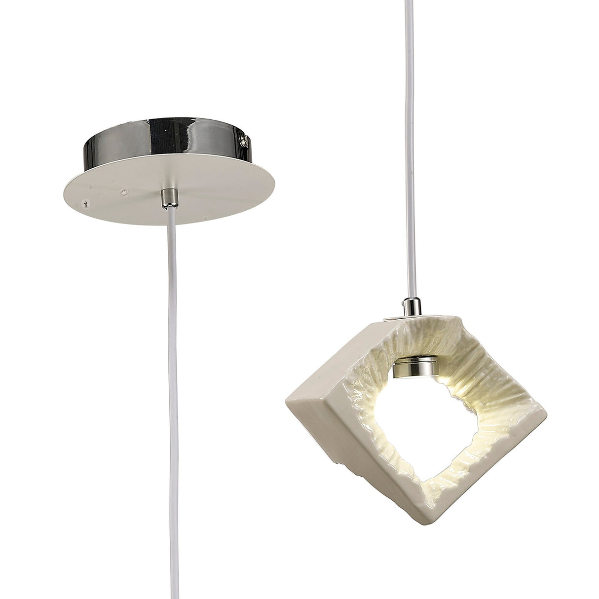 Salvio 16.5cm Ceramic LED Pendant Light 3W 4200K - Chrome & White