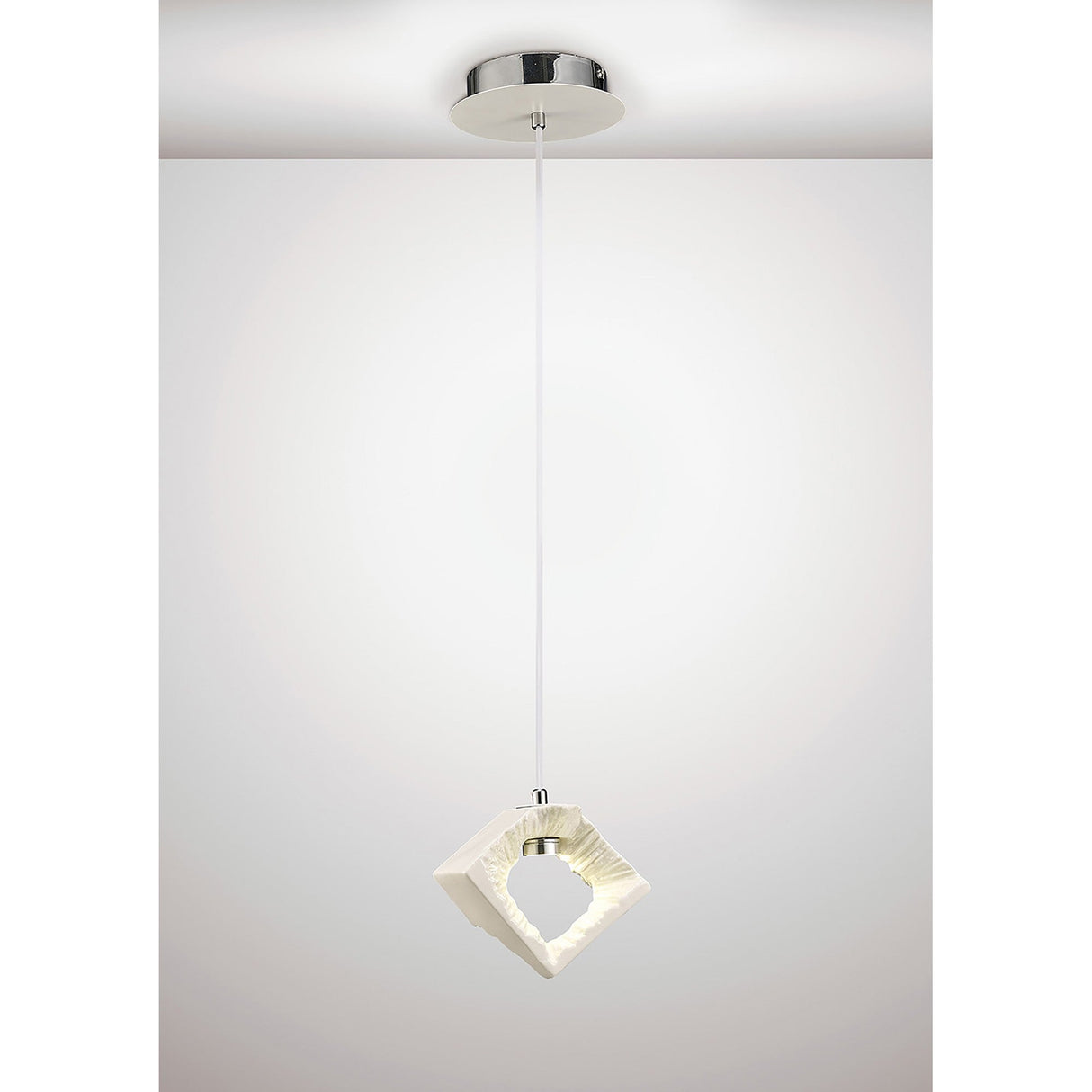 Salvio 16.5cm Ceramic LED Pendant Light 3W 4200K - Chrome & White
