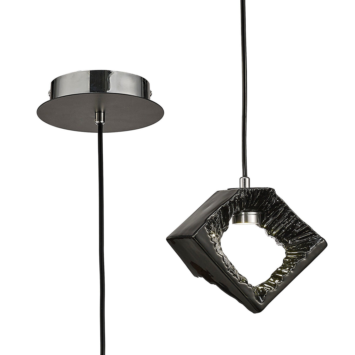 Salvio 16.5cm Ceramic LED Pendant Light 3W 4200K - Chrome & Black