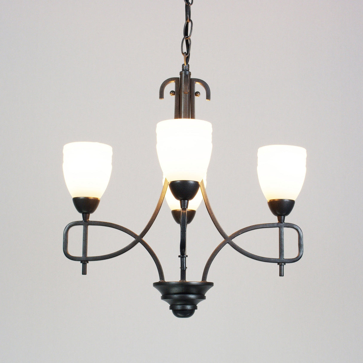 San Marino 40cm 4 Light Frosted Glass Chandelier - Pewter