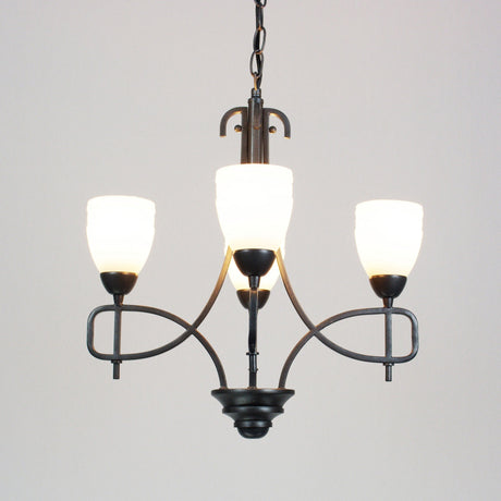 San Marino 40cm 4 Light Frosted Glass Chandelier - Pewter