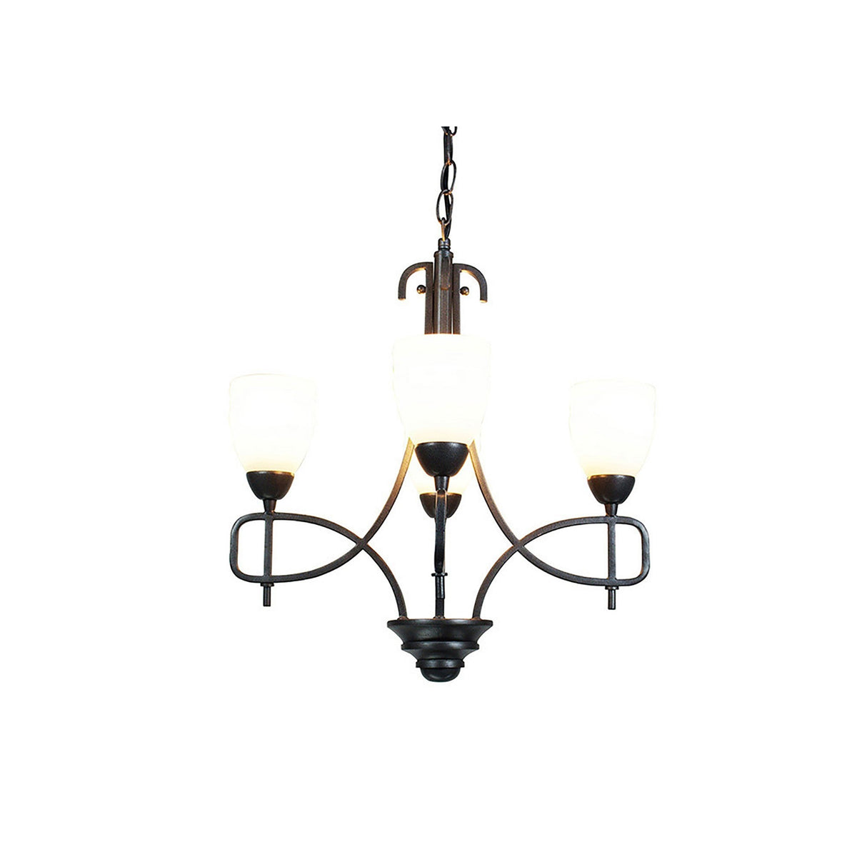 San Marino 40cm 4 Light Frosted Glass Chandelier - Pewter