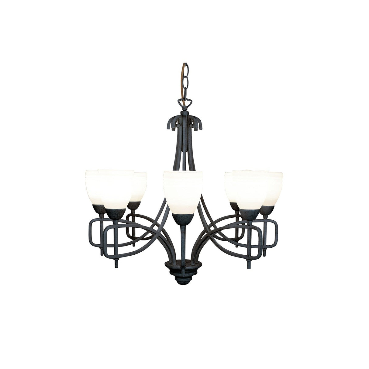 San Marino 54cm 8 Light Frosted Glass Chandelier - Pewter