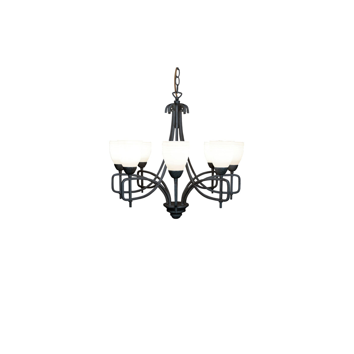 San Marino 54cm 8 Light Frosted Glass Chandelier - Pewter