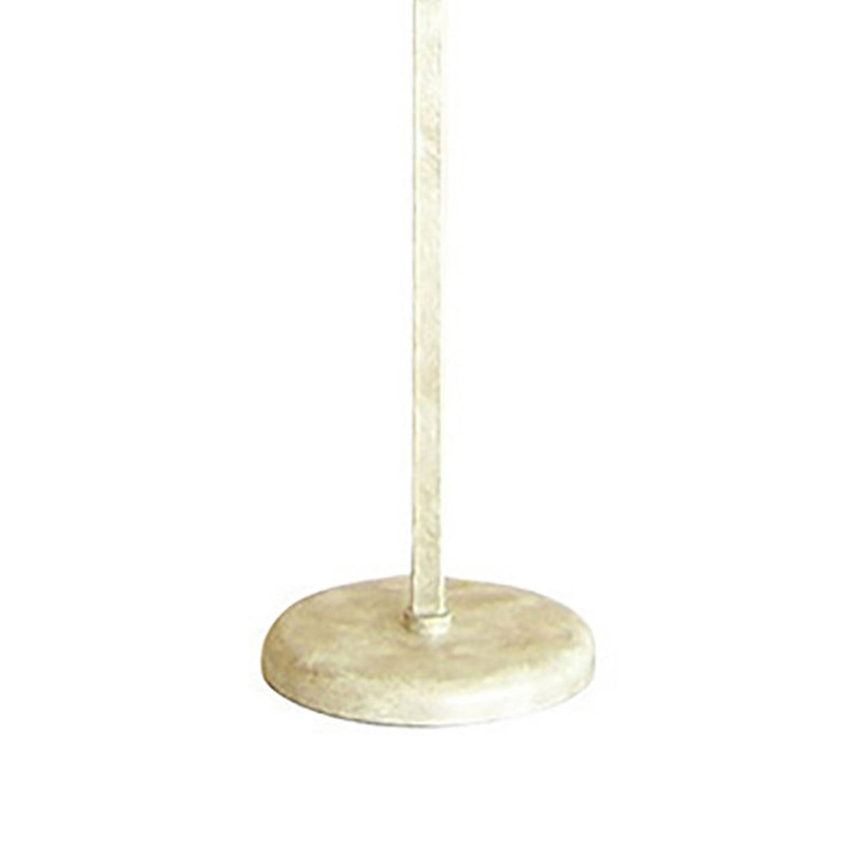 A close-up of the San Marino 2 Light Opal Glass Floor Lamp in Cream & French Gold, featuring a round beige base with a vertical pole, set against a plain white background.