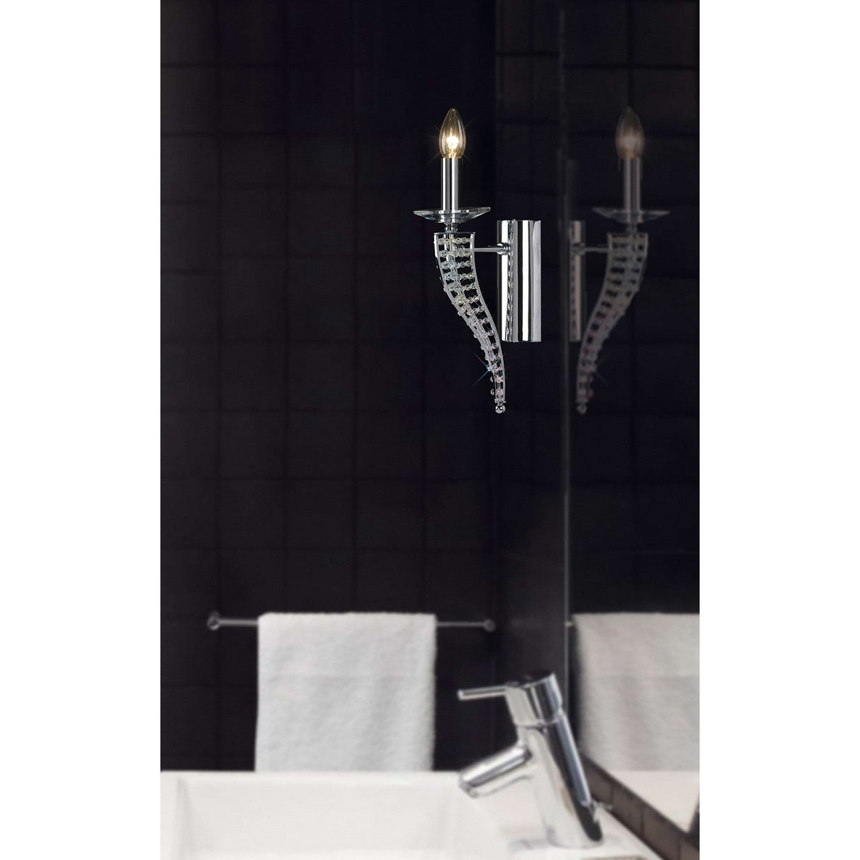 Santo 1 Light Crystal Wall Light – Polished Chrome
