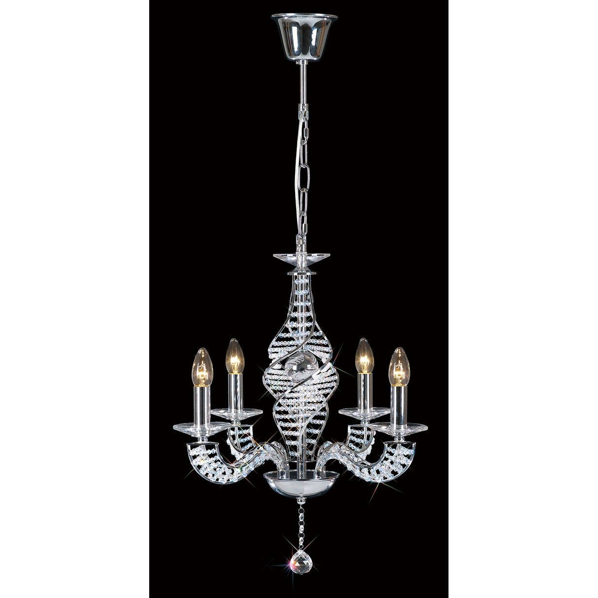 Santo 52cm 4 Light Crystal Chandelier - Polished Chrome