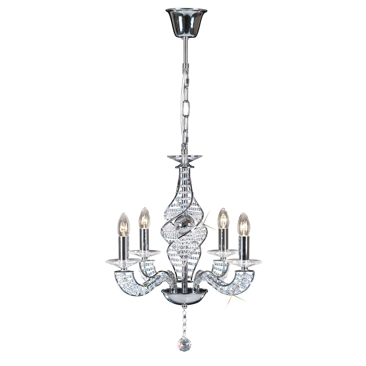 Santo 52cm 4 Light Crystal Chandelier - Polished Chrome