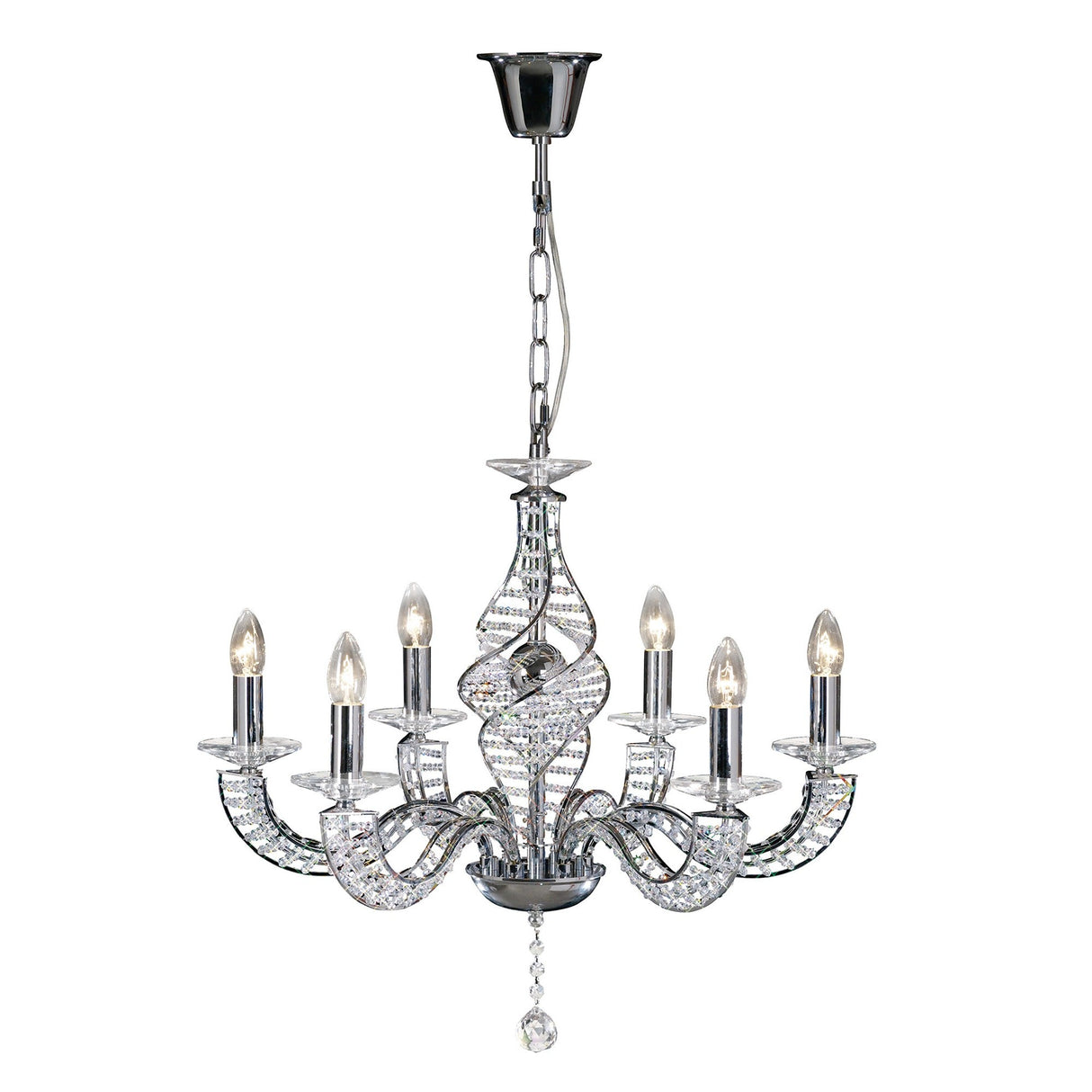 Santo 66cm 6 Light Crystal Chandelier - Polished Chrome