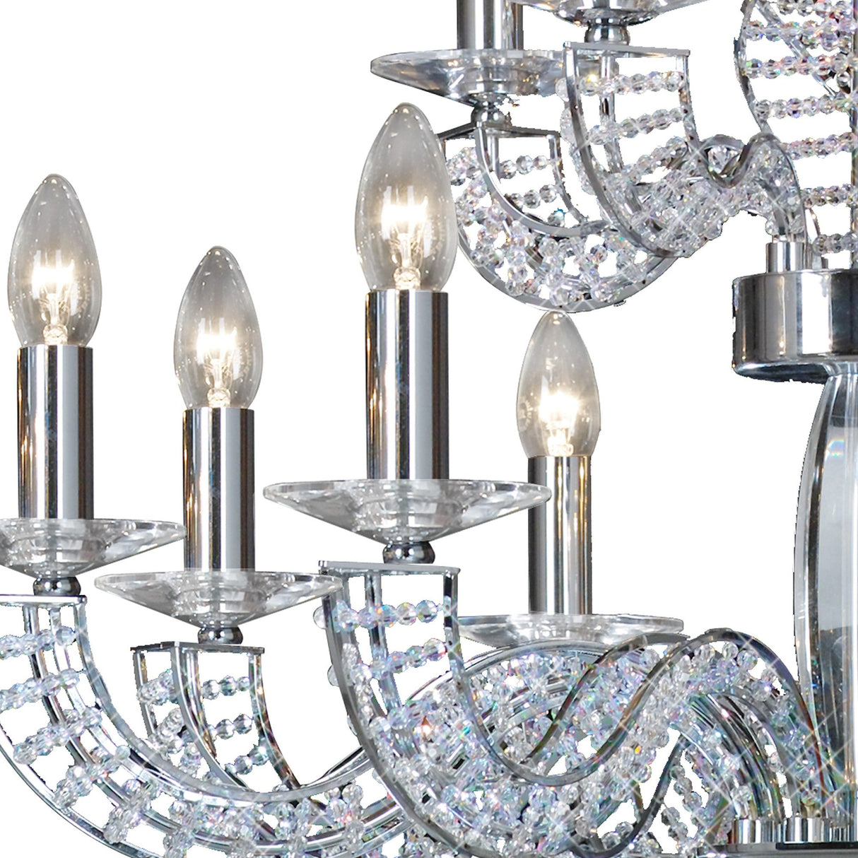 Santo 78cm 2 Tier 12 Light Crystal Chandelier - Polished Chrome