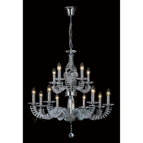 Santo 78cm 2 Tier 12 Light Crystal Chandelier - Polished Chrome