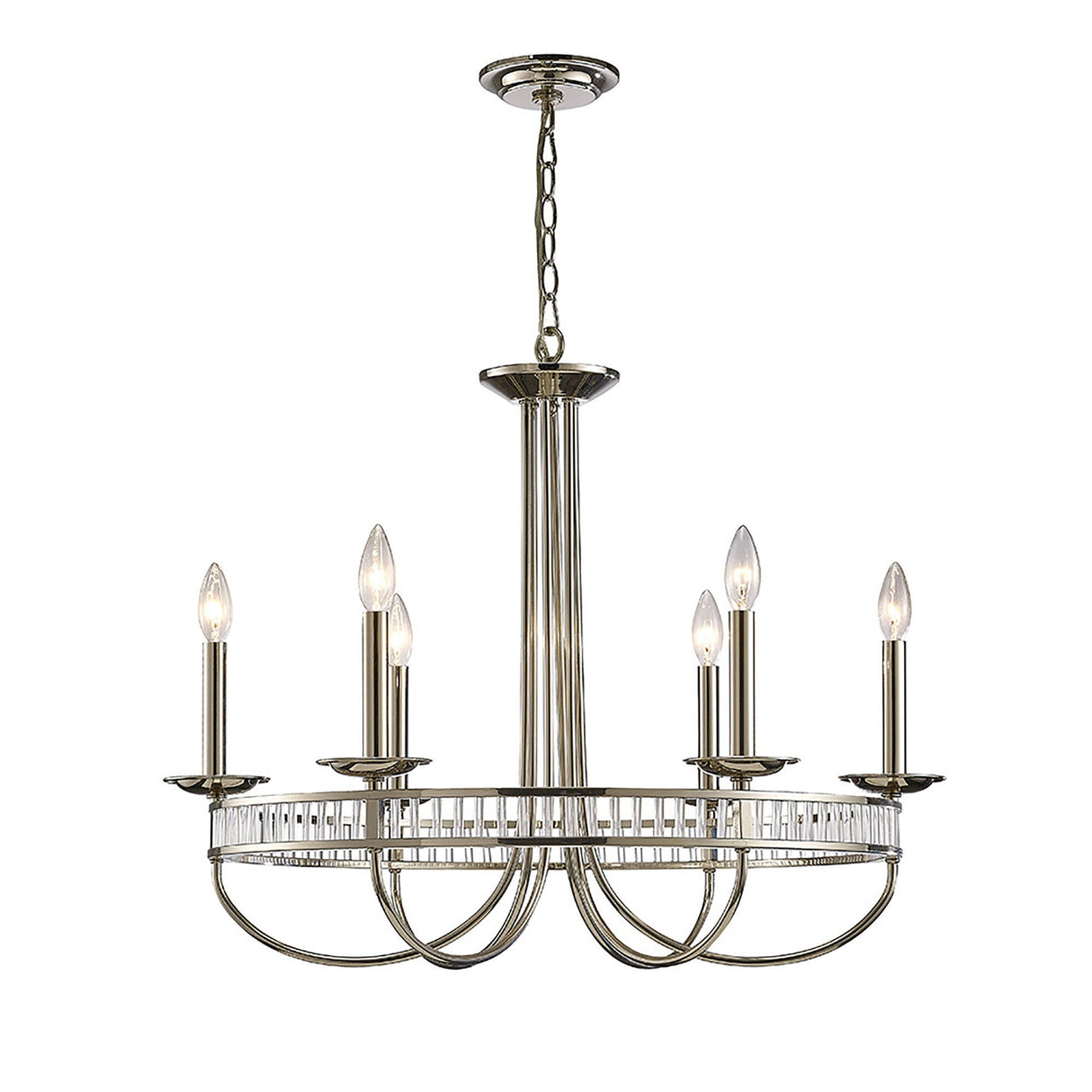 Saskia 72cm Round 6 Light Crystal Chandelier - Polished Nickel