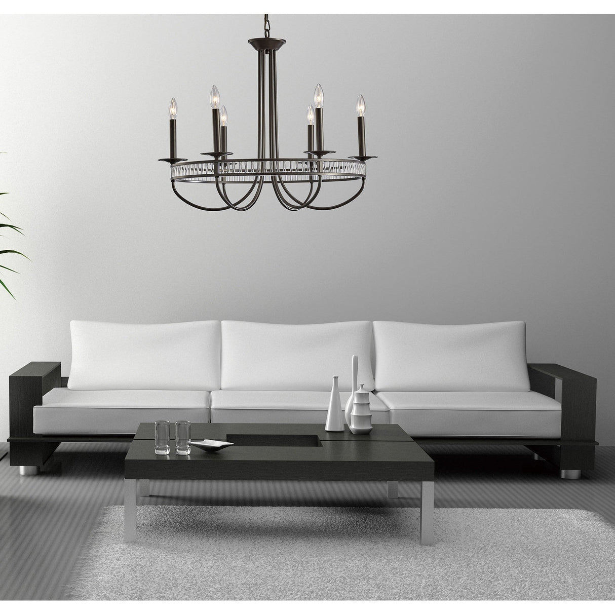 Saskia 72cm Round 6 Light Crystal Chandelier - Aged Bronze
