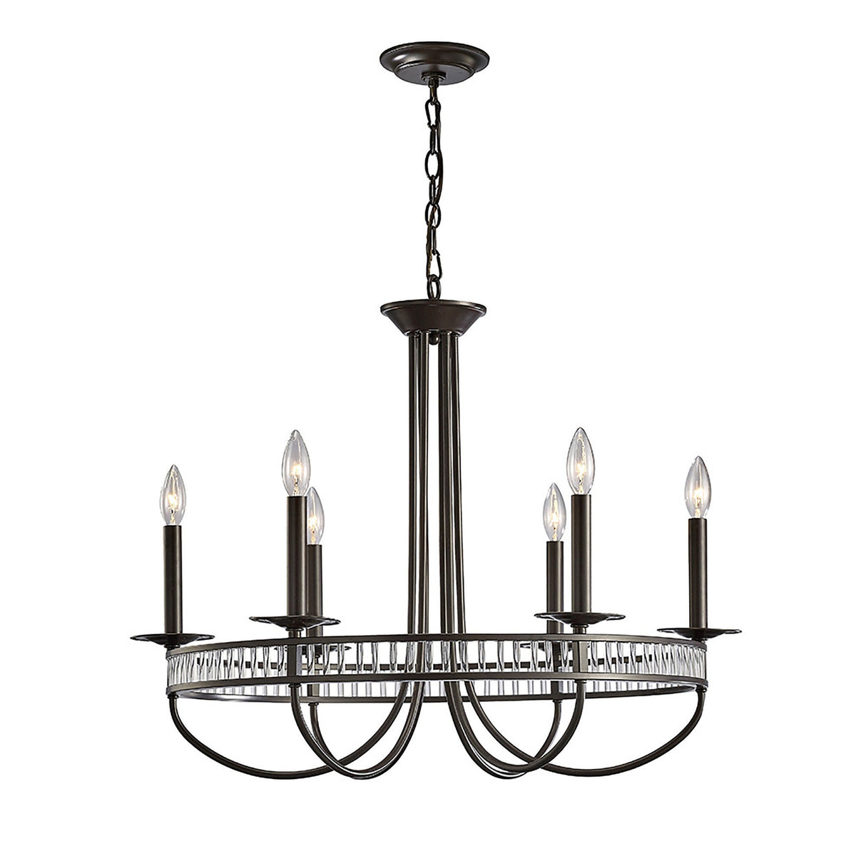Saskia 72cm Round 6 Light Crystal Chandelier - Aged Bronze