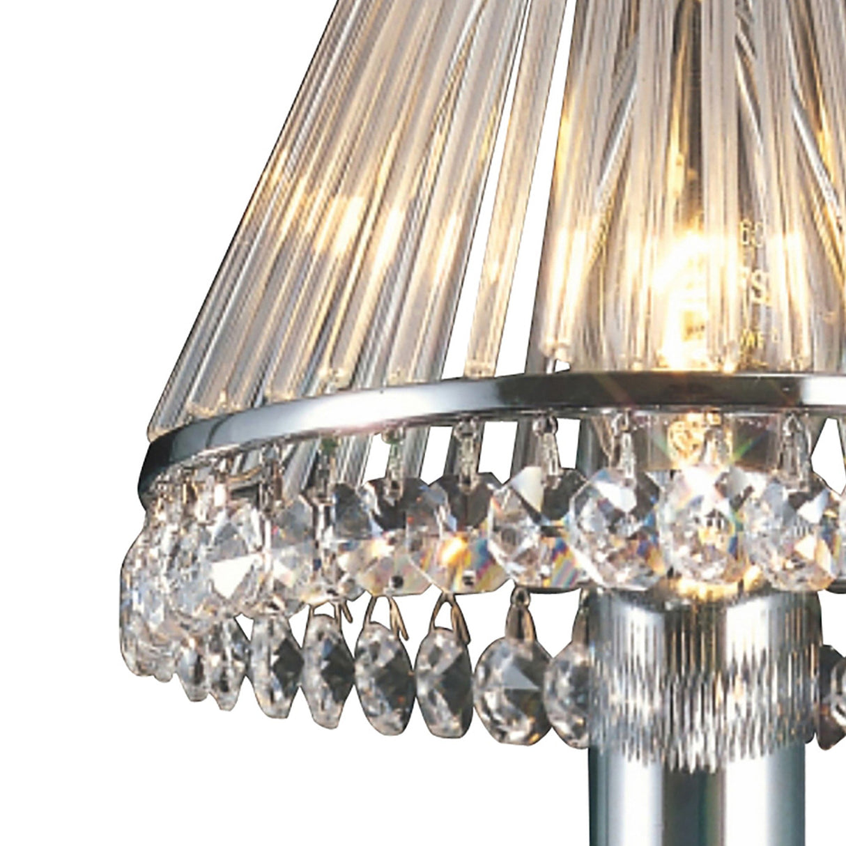 Crystal Clip-On Crystal Lampshade With Clear Glass Rods - Polished Chrome