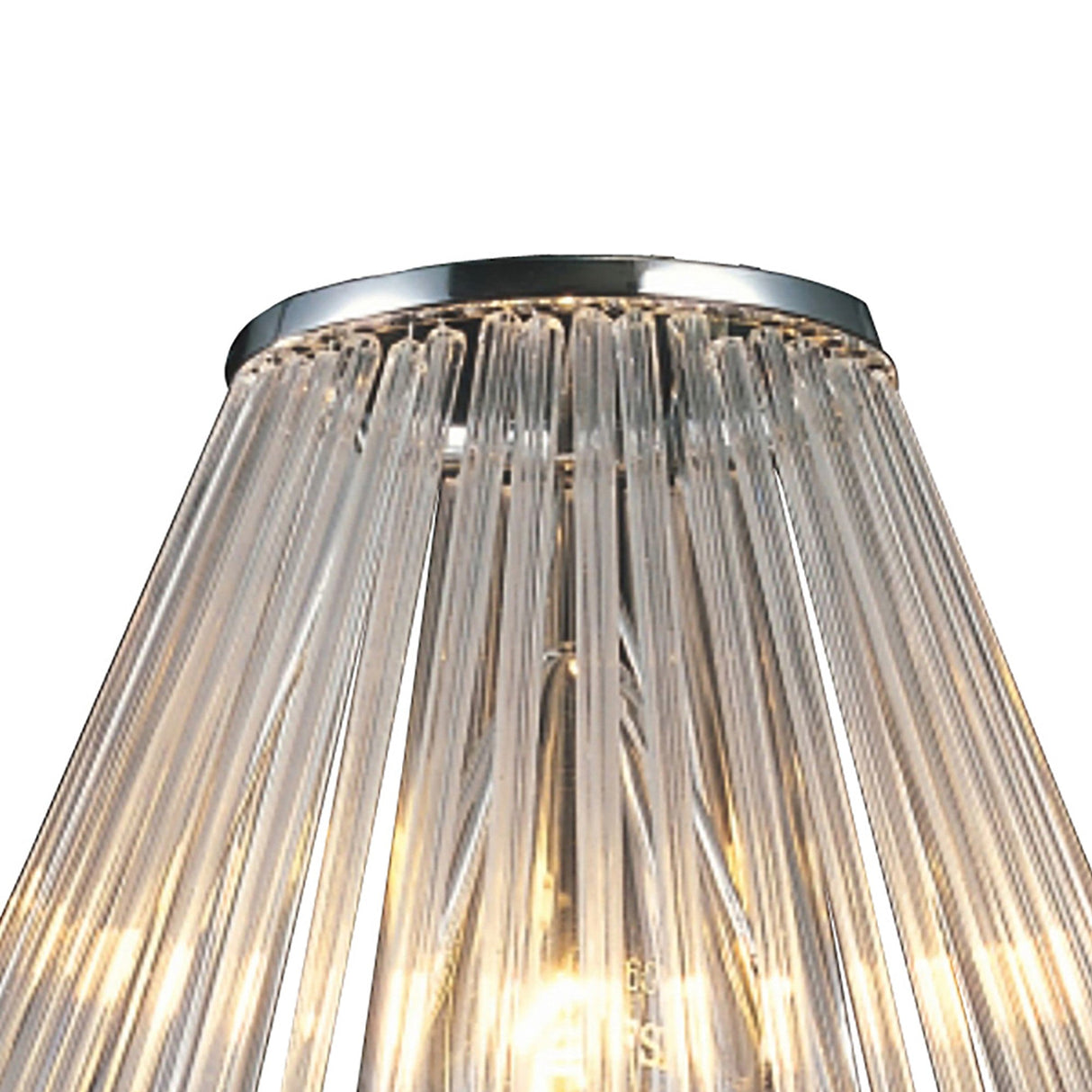 Crystal Clip-On Crystal Lampshade With Clear Glass Rods - Polished Chrome