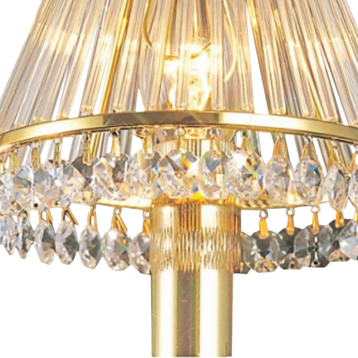 Crystal Clip-On Crystal Lampshade With Clear Glass Rods - French Gold