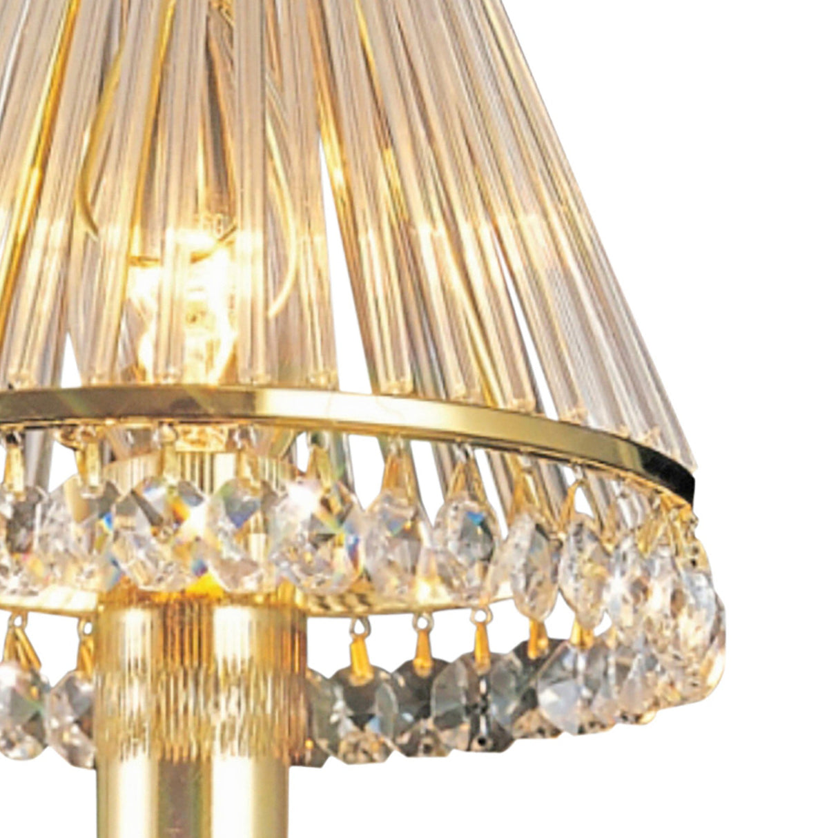Crystal Clip-On Crystal Lampshade With Clear Glass Rods - French Gold