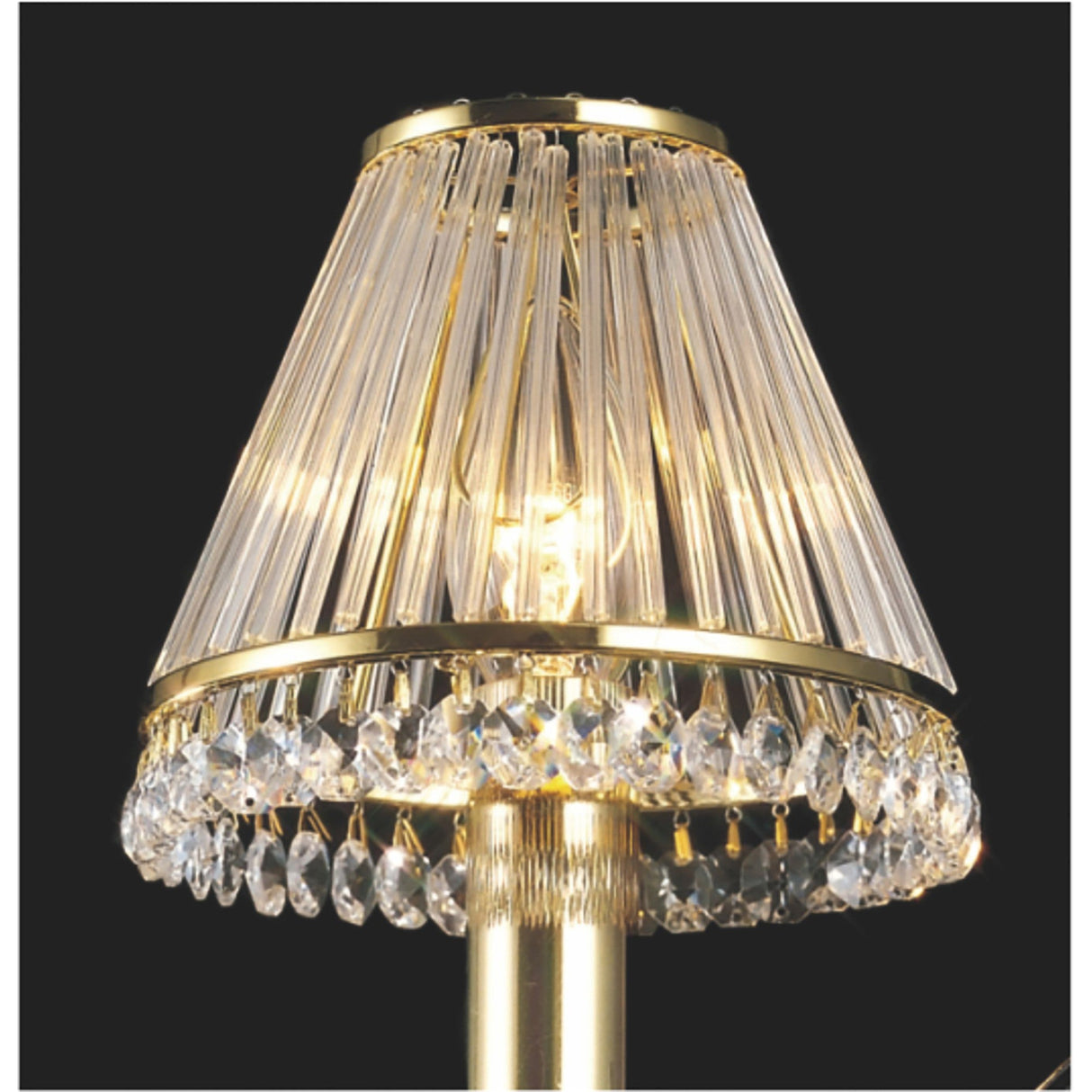 Crystal Clip-On Crystal Lampshade With Clear Glass Rods - French Gold