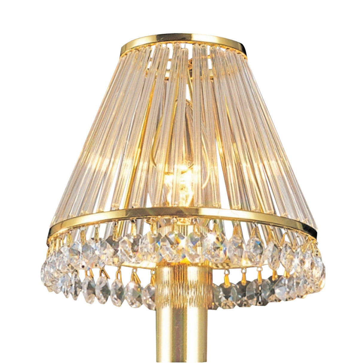 Crystal Clip-On Crystal Lampshade With Clear Glass Rods - French Gold