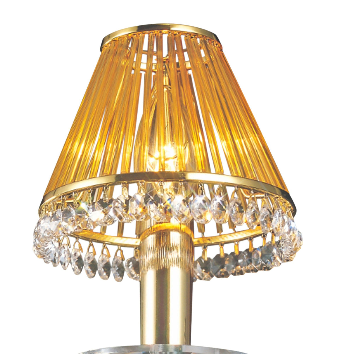 Crystal Clip-On Crystal Lampshade With Amber Glass Rods - French Gold