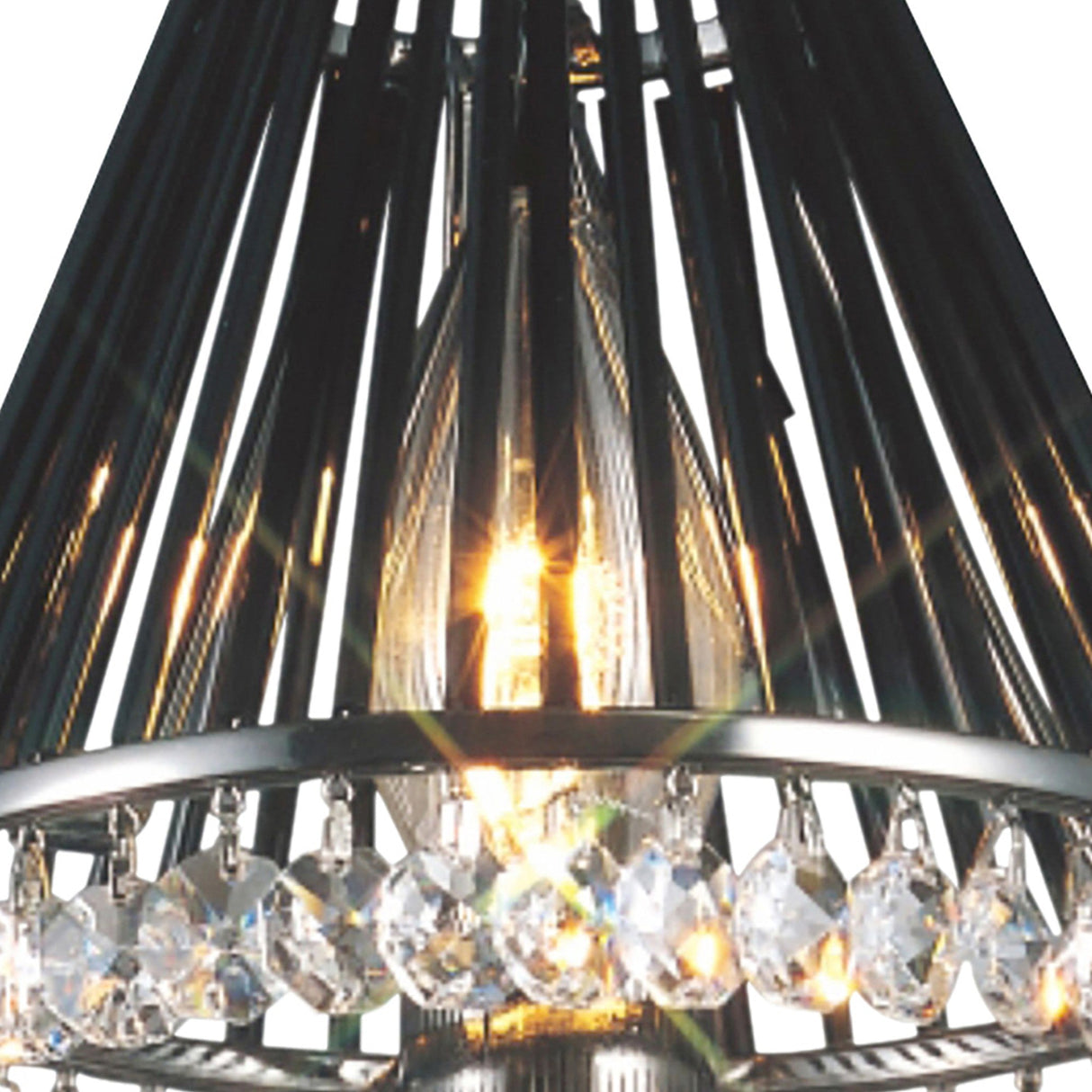 Crystal Clip-On Crystal Lampshade With Black Glass Rods - Black Chrome
