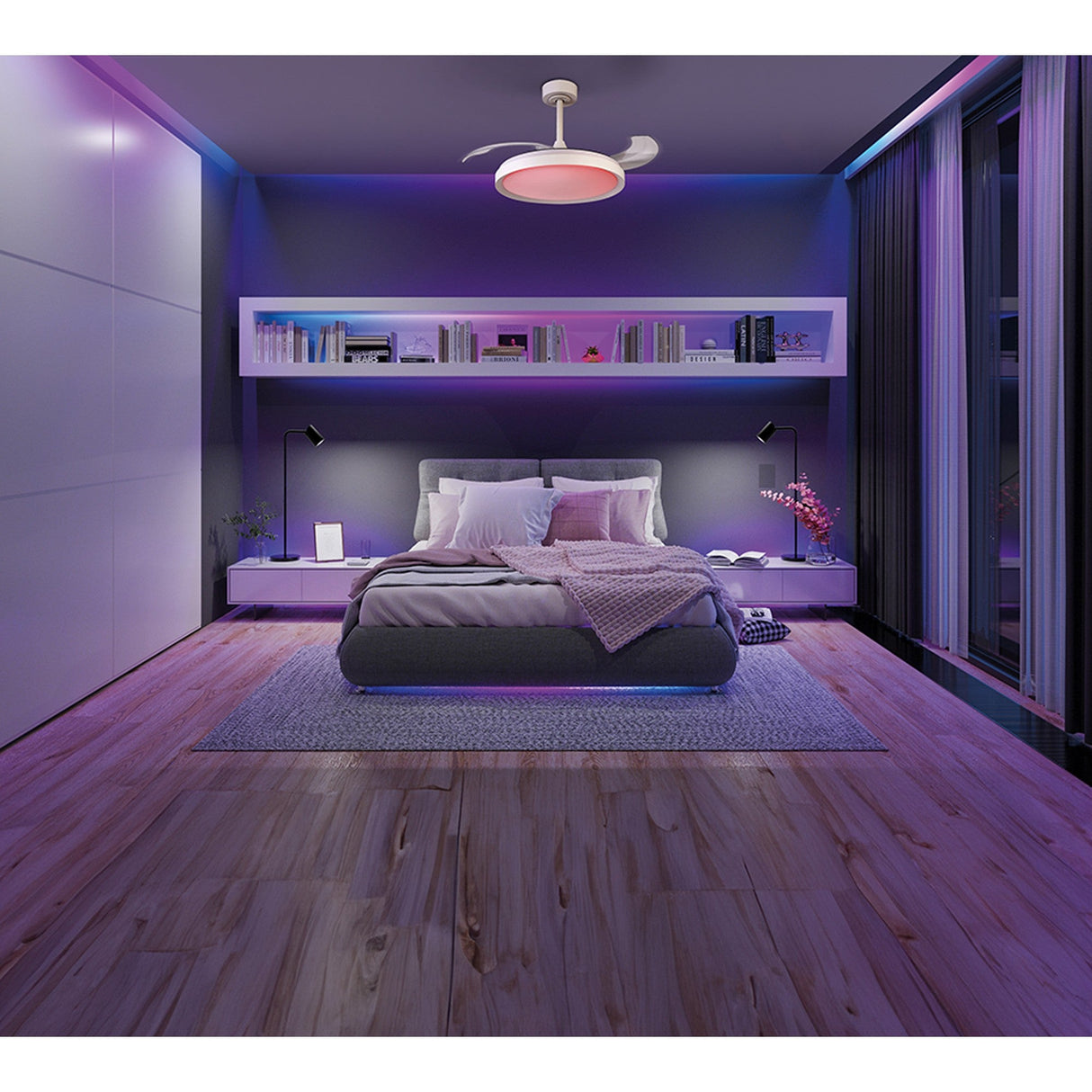 Siberia Mini RGB CCT Dimmable LED Ceiling Fan Light With Remote Control - White