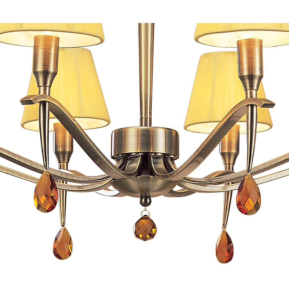 Siena 75cm 8 Light Amber Crystal Chandelier - Brass With Amber Shades