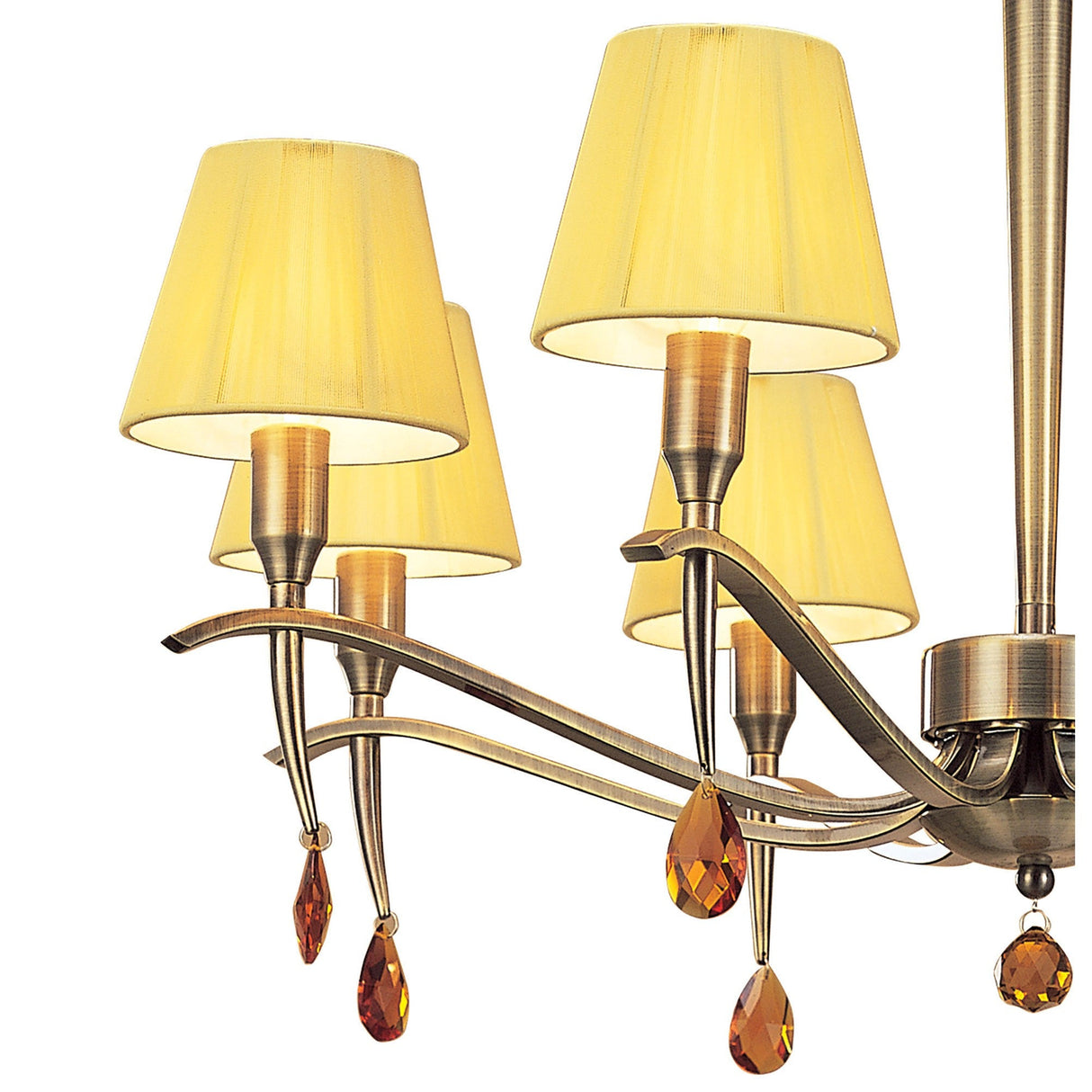 Siena 75cm 8 Light Amber Crystal Chandelier - Brass With Amber Shades