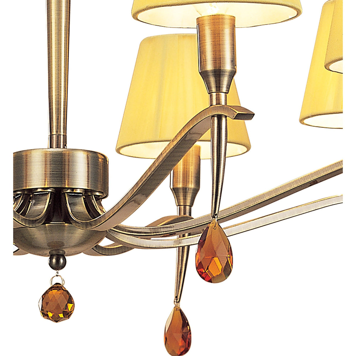 Siena 75cm 8 Light Amber Crystal Chandelier - Brass With Amber Shades