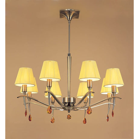 Siena 75cm 8 Light Amber Crystal Chandelier - Brass With Amber Shades