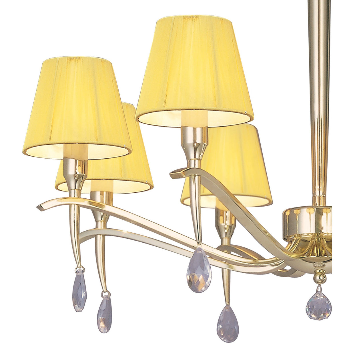 Siena 75cm 8 Light Chrome Crystal Chandelier - Brass With Amber Shades