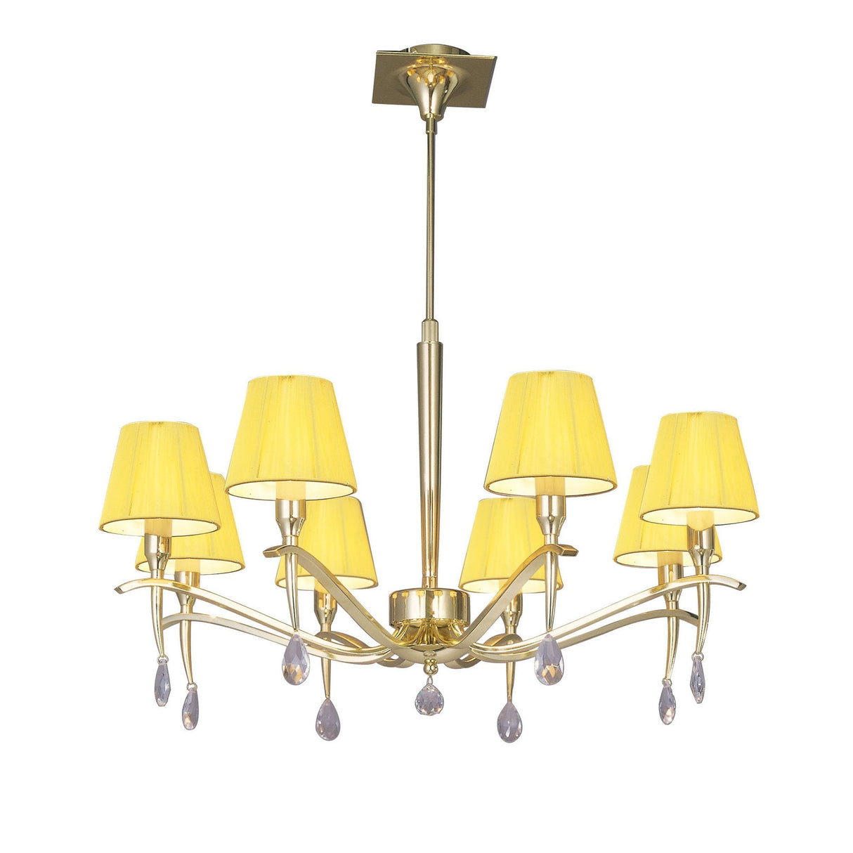 Siena 75cm 8 Light Chrome Crystal Chandelier - Brass With Amber Shades