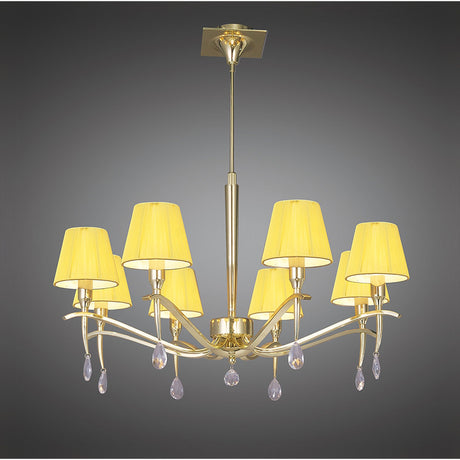 Siena 75cm 8 Light Chrome Crystal Chandelier - Brass With Amber Shades
