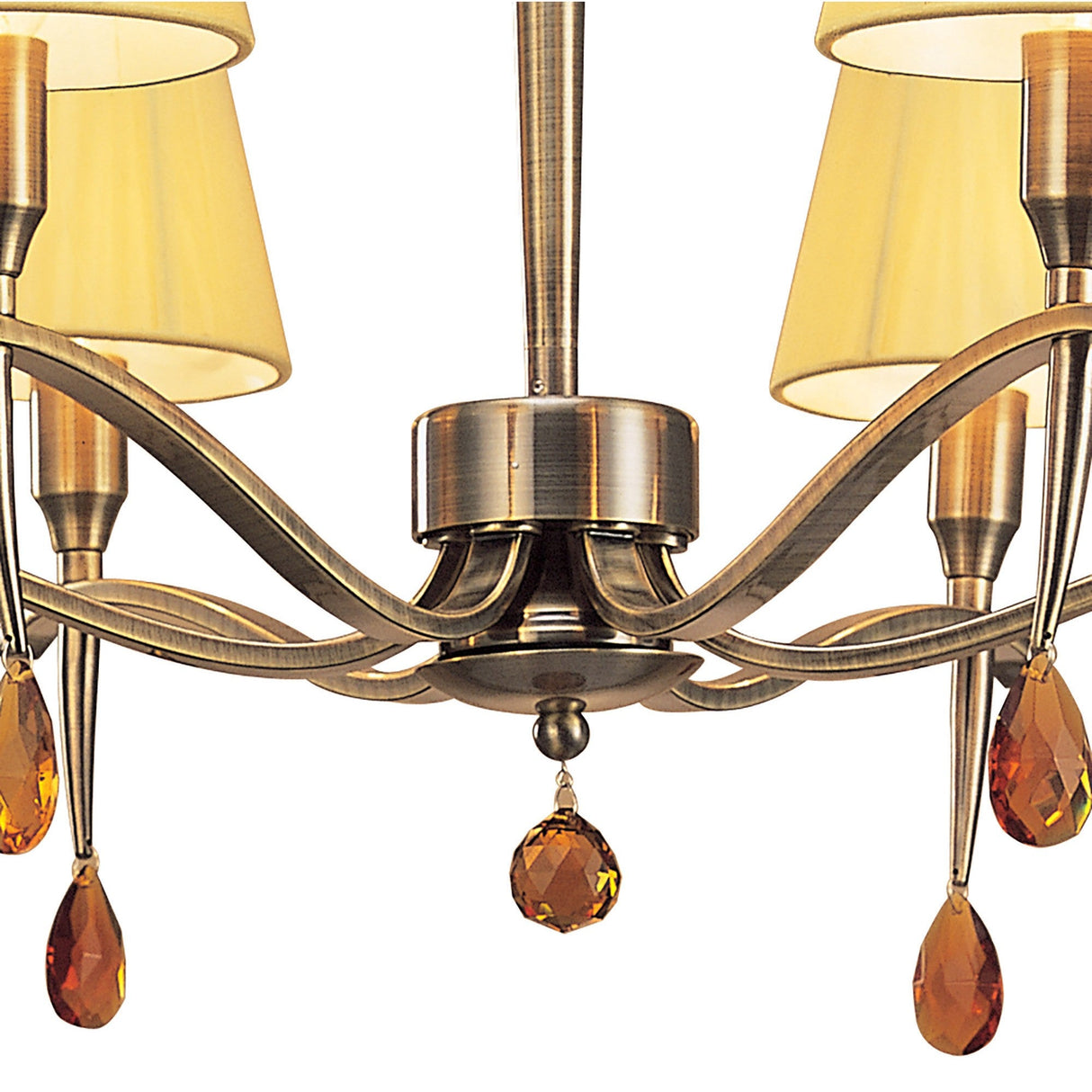 Siena 63cm 6 Light Amber Crystal Chandelier - Brass With Amber Shades